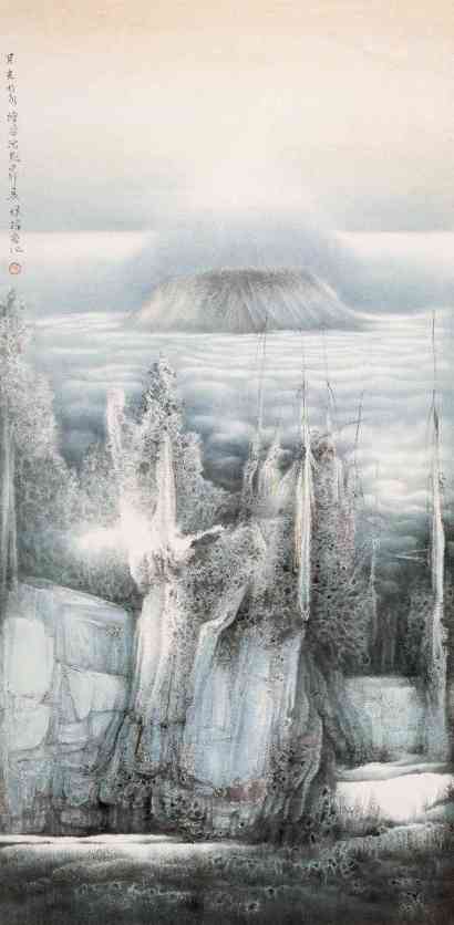 杨耀宁 1999年作 月光如水 镜心